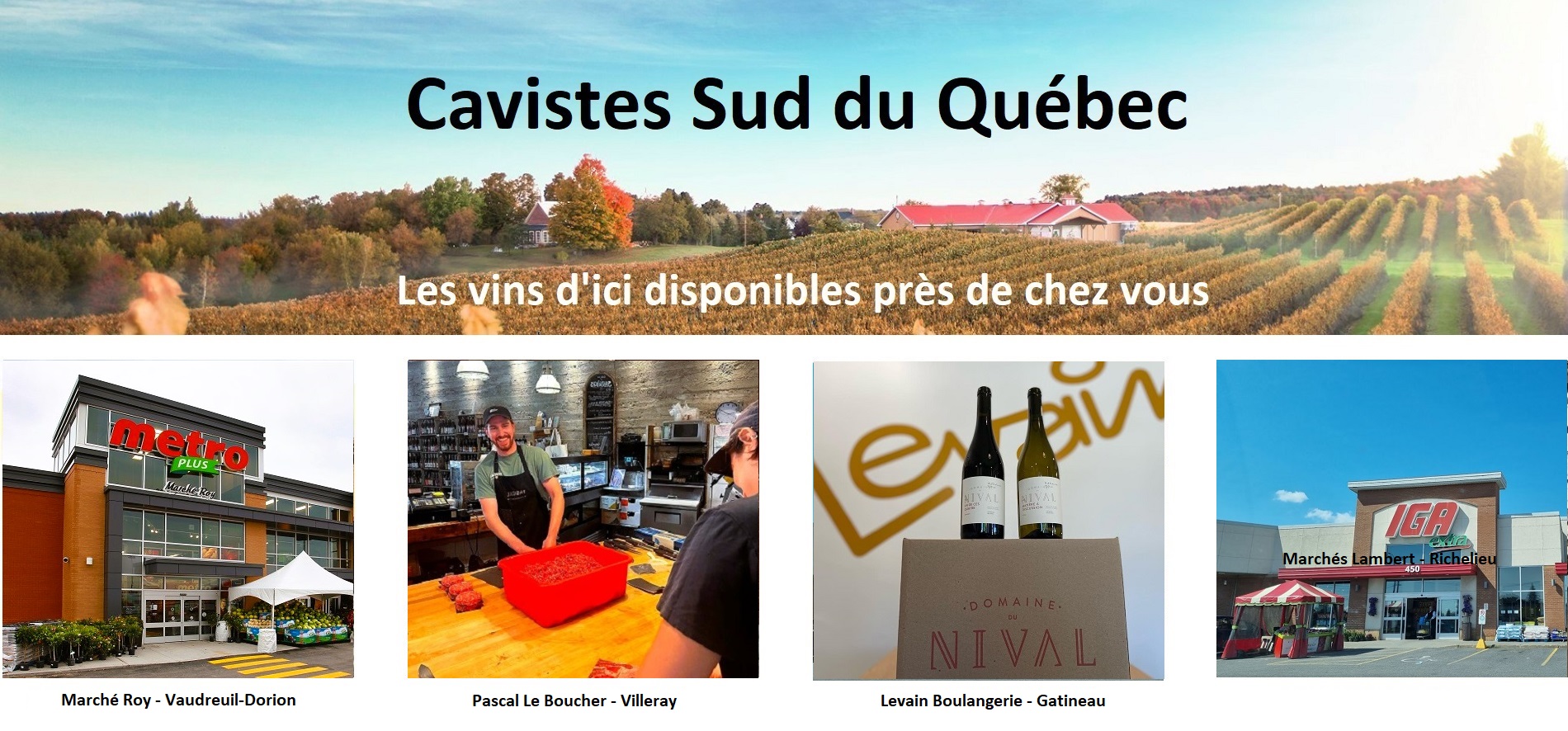 Sélection Vindici ,vins du Québec ,points de vente ,Sud du Québec ,