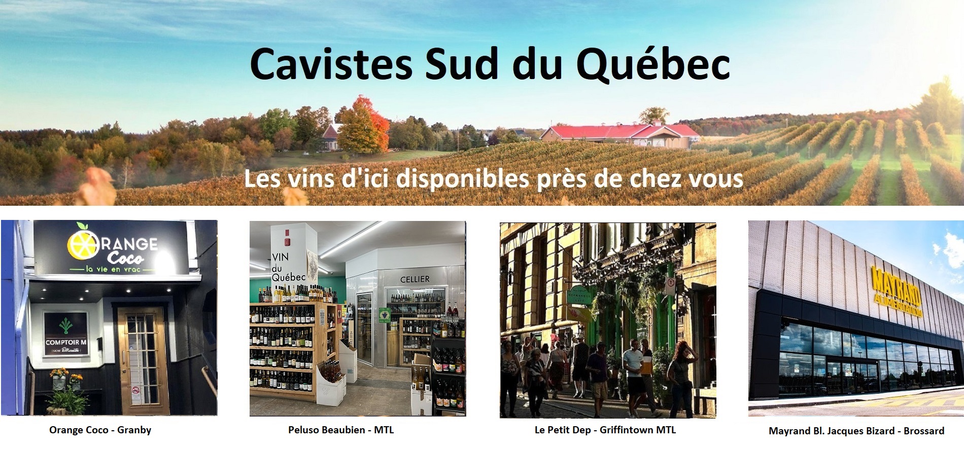 Sélection Vindici ,vins du Québec ,points de vente ,Sud du Québec ,