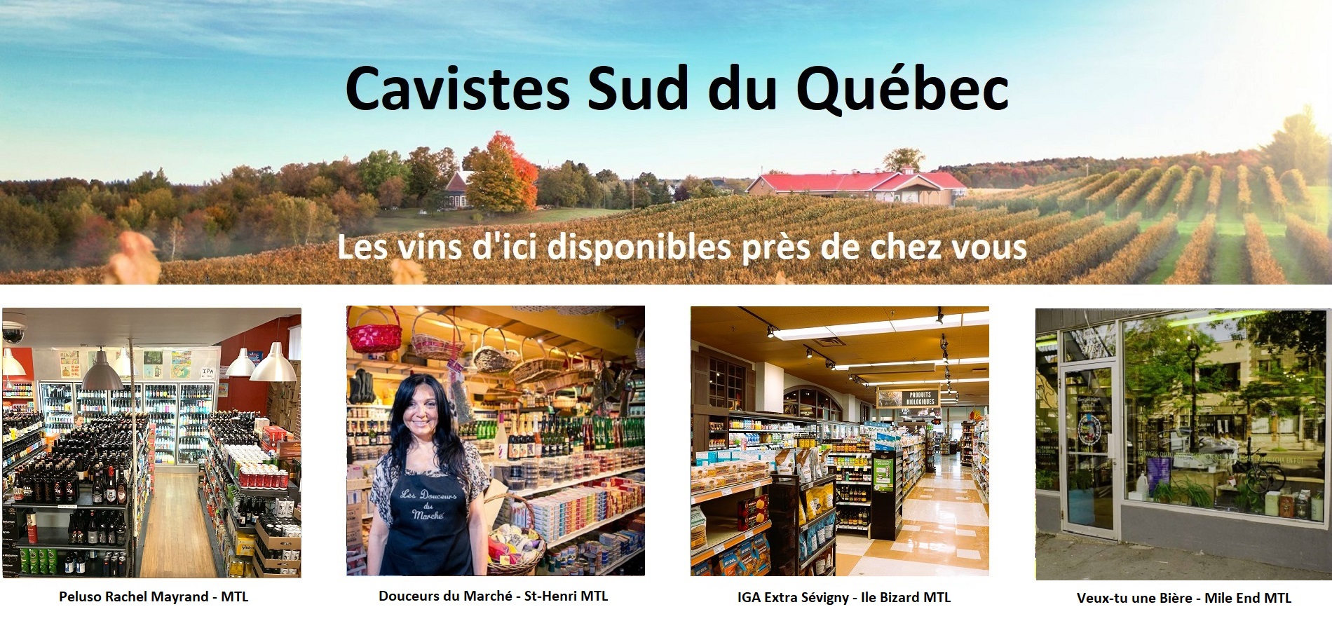 Sélection Vindici ,vins du Québec ,points de vente ,Sud du Québec ,