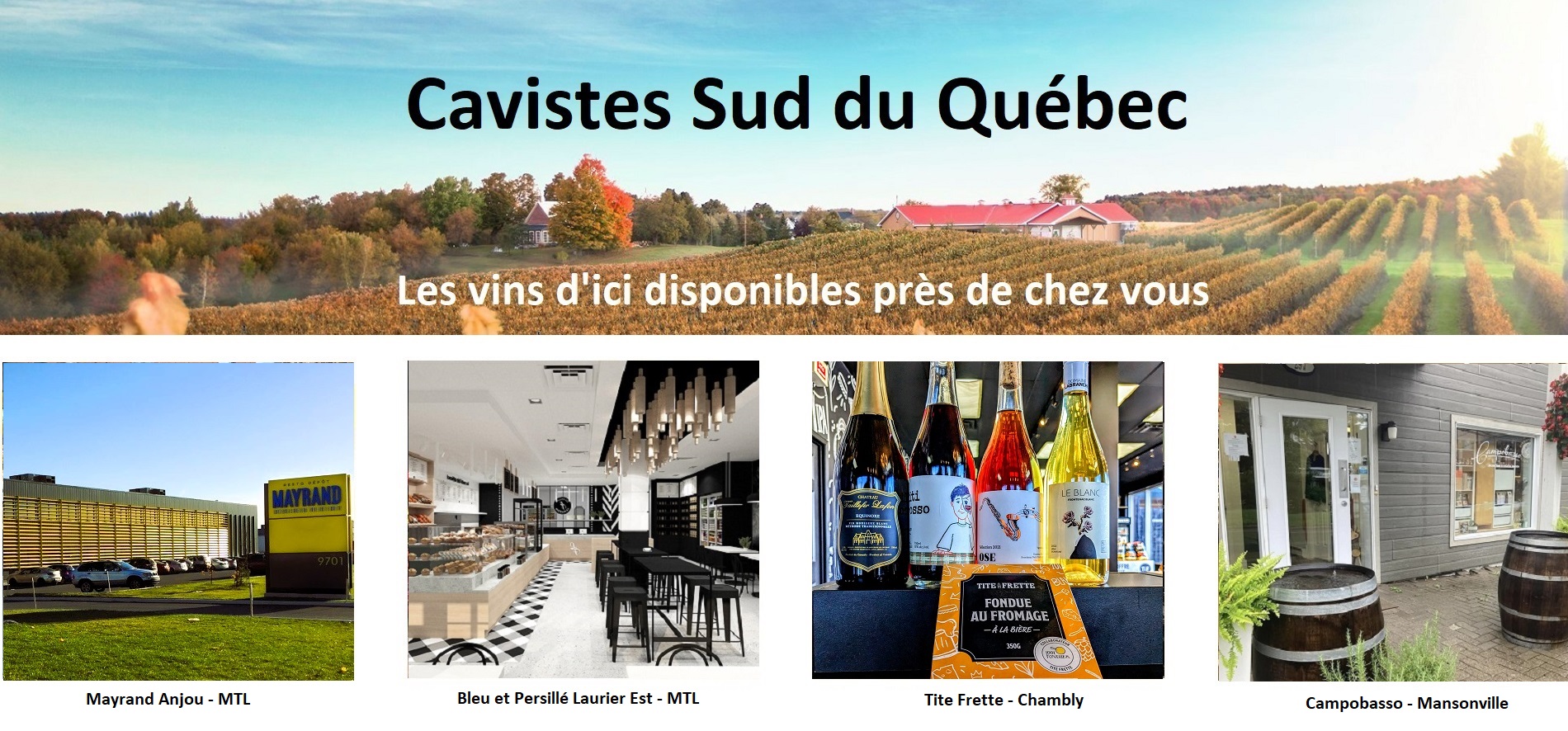 Sélection Vindici ,vins du Québec ,points de vente ,Sud du Québec ,