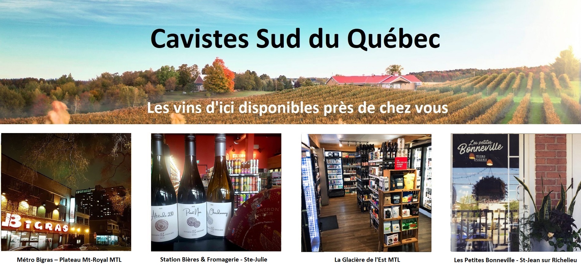 Sélection Vindici ,vins du Québec ,points de vente ,Sud du Québec ,