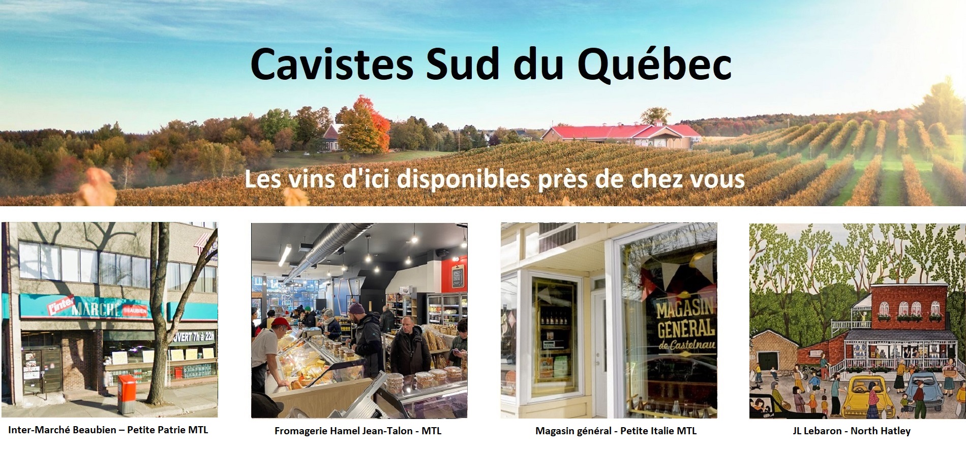 Sélection Vindici ,vins du Québec ,points de vente ,Sud du Québec ,